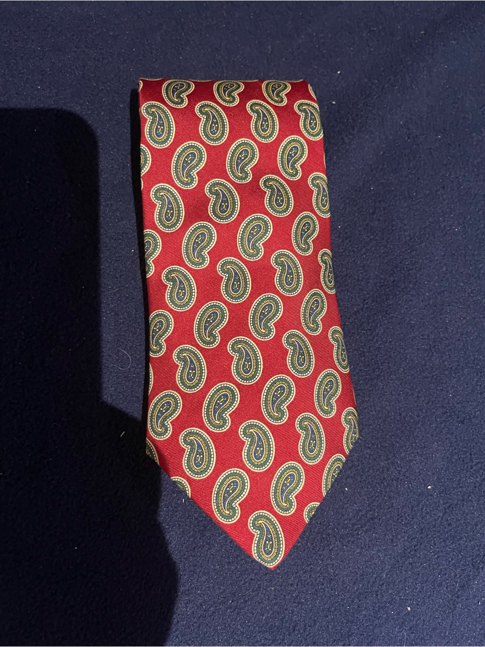 Brooks Brothers Burgundy Paisley Tie with Green and Gold Accents
